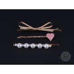 Hajcsat szett 3 db-os szivecskés- gyöngyös