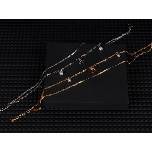 Bokalánc, pillangós-köves lánc arany és ezüst színben