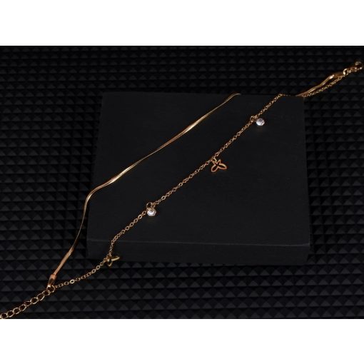 Bokalánc, pillangós-köves lánc arany és ezüst színben