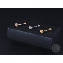 Nyelv piercing 3 féle színben, rózsafej díszítéssel