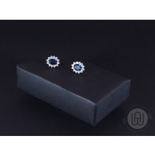 Fülbevaló ezüst kék köves pave halo díszítéssel