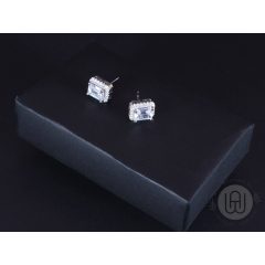 Fülbevaló ezüst nagy köves halo díszítéssel