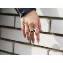 Szett ezüst nyaklánc, fülbevaló, gyűrű kék köves pave halo díszítéssel