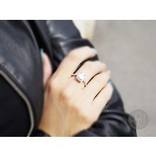 Szett ezüst nyaklánc, fülbevaló, gyűrű nagy köves pave halo díszítéssel