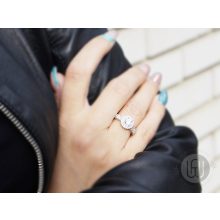 Szett ezüst gyűrű, fülbevaló kerek köves pave halo díszítéssel