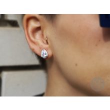 Szett ezüst csepp alakú gyűrű, nyaklánc, fülbevaló pave halo díszítéssel