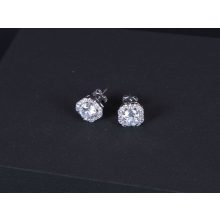 Szett ezüst kocka köves nyaklánc, fülbevaló pave halo díszítéssel