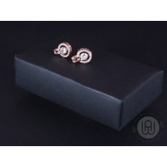 Fülbevaló rosegold színű kör díszítéssel