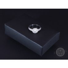 Gyűrű ezüst kerek köves pave halo díszítéssel