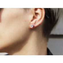 Fülbevaló ezüst szív kővel halo díszítéssel