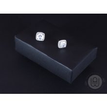 Fülbevaló ezüst kicsi kocka kővel pave díszítéssel