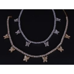 Nyaklánc choker pillangó köves