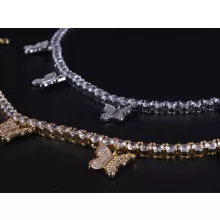 Nyaklánc choker pillangó köves