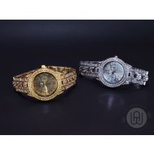 Karóra lánc mintás szíjjal micro pave díszítéssel