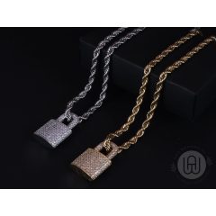 Medál Iced out lock, rope chain lánccal