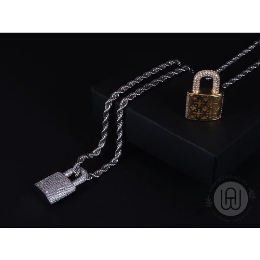 Medál Iced out lock, rope chain lánccal