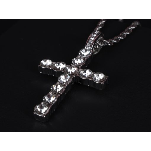 Medál kereszt iced out kivitelben rope chain lánccal