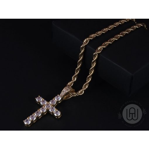 Medál kereszt iced out kivitelben rope chain lánccal