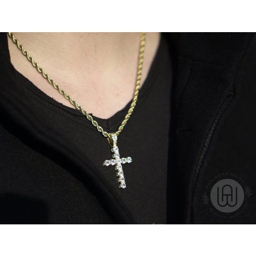 Medál kereszt iced out kivitelben rope chain lánccal