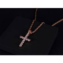 Medál kereszt iced out kivitelben rope chain lánccal