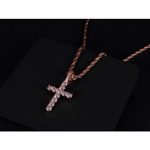 Medál kereszt iced out kivitelben rope chain lánccal