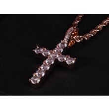 Medál kereszt iced out kivitelben rope chain lánccal