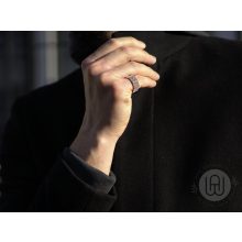 Gyűrű, hétszögletű, ezüst kővel