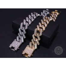 Karkötő, full iced out, 20 mm-es prong szemmel