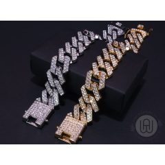 Karkötő, full iced out, 20 mm-es prong szemmel