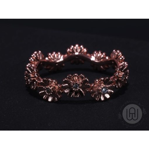 Gyűrű, ezüst, százszorszép virág mintával