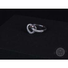 Gyűrű, ezüst, összefonódó szív