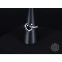 Gyűrű, ezüst, összefonódó szív