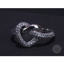 Gyűrű, ezüst, összefonódó szív