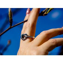 Gyűrű, ezüst, összefonódó szív