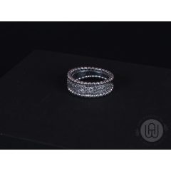 Gyűrű, ezüst, gyöngyös pavé