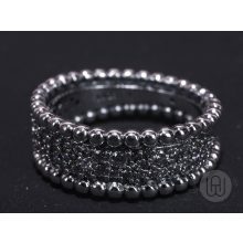 Gyűrű, ezüst, gyöngyös pavé