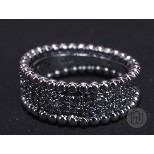 Gyűrű, ezüst, gyöngyös pavé