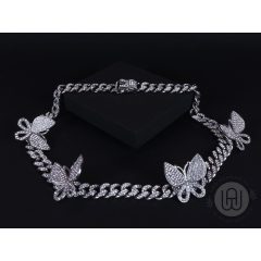 Nyaklánc, pillangós medálokkal iced out kivitelben
