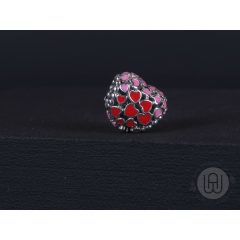 Charm, piros és rózsaszín szív 