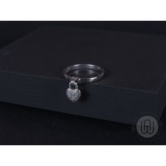 Gyűrű, ezüst, zár és szív