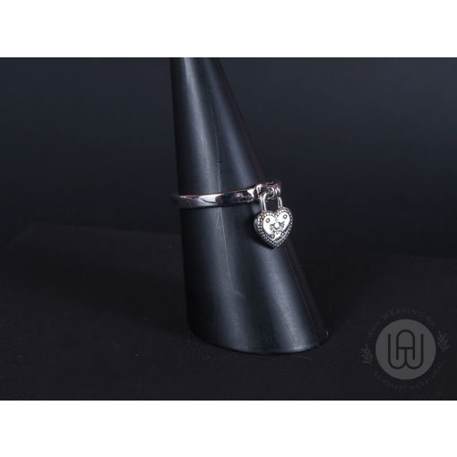 Gyűrű, ezüst, zár és szív