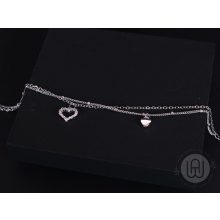 Bokalánc, ezüst, szivecsékkel