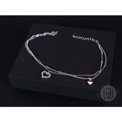 Bokalánc, ezüst, szivecsékkel