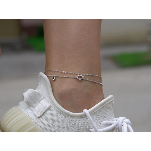 Bokalánc, ezüst, szivecsékkel