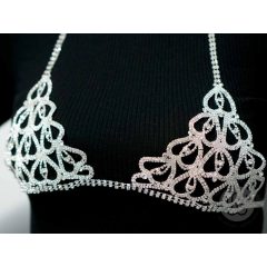 Testlánc, ezüst színű, köves melldísz