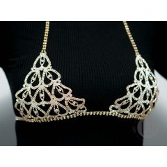 Testlánc, arany színű, köves melldísz