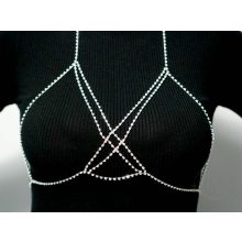 Testlánc, ezüst színű X melldísz