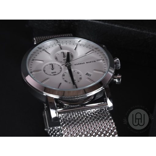 Karóra prémium fehér számlappal, férfi, Hannah Martin® 