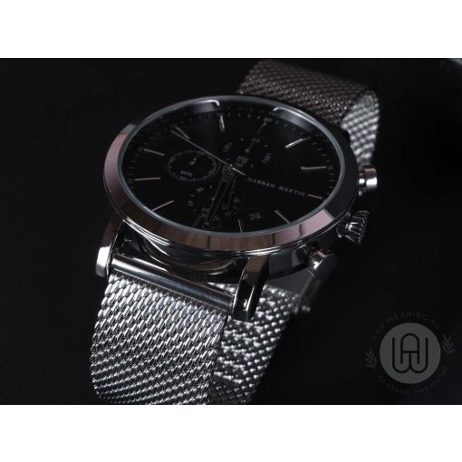 Karóra prémium fekete számlappal, férfi, Hannah Martin® 