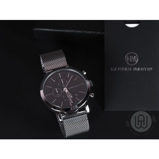 Karóra prémium fekete számlappal, férfi, Hannah Martin® 